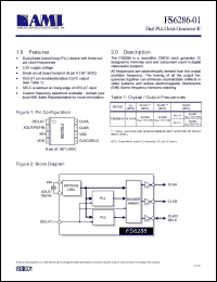 FS6286-01 datasheet: Dual PLL clock generator IC FS6286-01