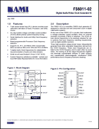 FS6011-02 datasheet: Digital audio/video clock generator IC FS6011-02