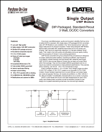 UWP-12/250-D48 datasheet: 12V  3W, single output DC/DC converter UWP-12/250-D48