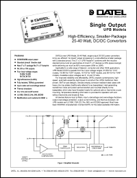 UPB-12/2.5-Q48 datasheet: 12V  25-40W, single output DC/DC converter UPB-12/2.5-Q48