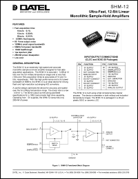 EVB-SHM12 datasheet: Ultra-fast, 12-bit linear monolithic sample-hold amplifier EVB-SHM12