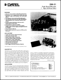 DM-31-1 datasheet: Single board differential, 3 1/2 digit, LED panel meter DM-31-1