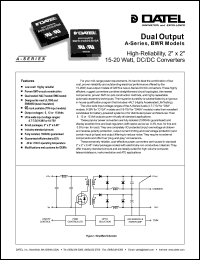 BWR-12/830-D12A datasheet: 12V   15-20W, dual output DC/DC converter BWR-12/830-D12A