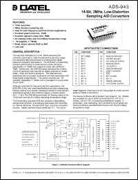 ADS-B943 datasheet: 14-Bit, 3MHz,  low-distortion sampling  A/D converter ADS-B943