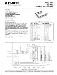 ADS-941ME datasheet: 14-Bit, 1MHz,  sampling  A/D converter ADS-941ME