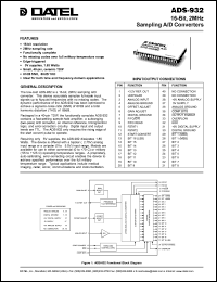 ADS-932MC datasheet: 16-Bit, 2MHz,  sampling  A/D converter ADS-932MC