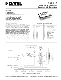 ADS-927MC datasheet: 14-Bit,1MHz, low-power sampling  A/D converter ADS-927MC