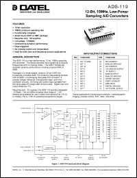 ADC-B119 datasheet: 12-Bit,10MHz, low-power sampling  A/D converter ADC-B119