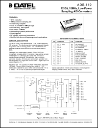 ADS-119MC datasheet: 12-Bit,10MHz, low-power sampling  A/D converter ADS-119MC