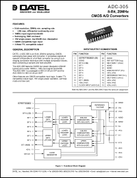 ADC-305-1 datasheet: 8-Bit, 20 MHz, CMOS A/D converter ADC-305-1