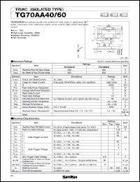 TG70AA60 datasheet: 600V triac (isolated type) TG70AA60