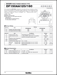 DF150AA160 datasheet: 1600V diode (three phase bridge type) DF150AA160