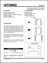 TK75018MCTL datasheet: Switched capacitor voltage converter with regulator TK75018MCTL
