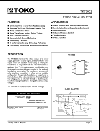 TK75002DIMG datasheet: Error signal isolator TK75002DIMG
