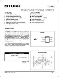 TK70002MCB datasheet: Single input, two output solid state switch TK70002MCB