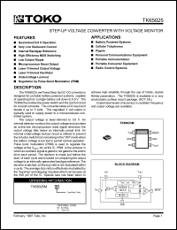 TK65025MTL datasheet: Step-up voltage converter with voltage monitor TK65025MTL