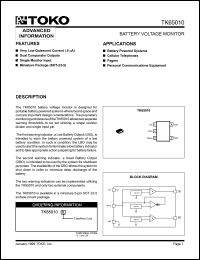 TK65010TL datasheet: Battery voltage monitor TK65010TL