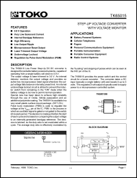 TK65015MTL datasheet: Step-up voltage converter with voltage monitor TK65015MTL