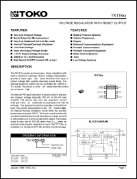 TK11927MTL datasheet: 2.75V Voltage regulator with reset output TK11927MTL
