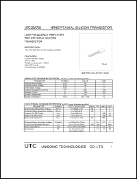 UTC2SA733 datasheet: Low frequency  amplifier PNP epitaxial silicon transistor UTC2SA733