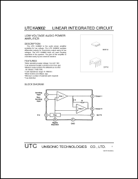 UTCKA8602 datasheet: Low voltage audio power amplifier UTCKA8602