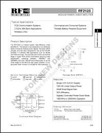 RF2128 datasheet: Medium power linear amplifier RF2128