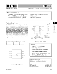 RF2304 datasheet: General purpose low-noise amplifier RF2304