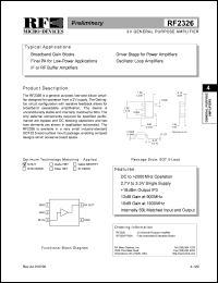 RF2326PCBA datasheet: 3V general purpose amplifier RF2326PCBA