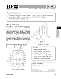 RF2423PCBA datasheet: 100mW spread-spectrum transmitter IC RF2423PCBA