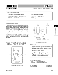RF2480 datasheet: Direct quadrature modulator RF2480