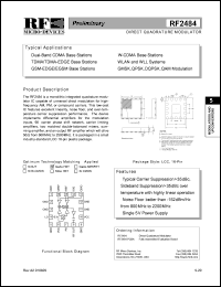 RF2484 datasheet: Direct quadrature modulator RF2484