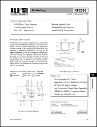 RF2516 datasheet: VHF/UHF transmitter RF2516