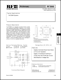 RF2690 datasheet: W-CDMA receive AGC and demodulator RF2690