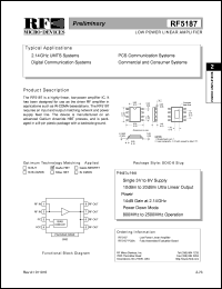 RF5187PCBA datasheet: Low power linear amplifier RF5187PCBA