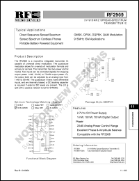 RF2909PCBA datasheet: 3V 915MHz spread-spectrum transmitter IC RF2909PCBA