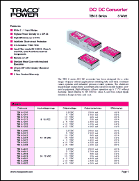 TEN8-2411 datasheet: 8 Watt, input voltage range:18-36V, output voltage 5V (1.5A) DC-DC converter TEN8-2411