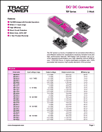 TEF2010 datasheet: 3 Watt,  input voltage range:10-30V, output voltage 3.3V (700mA) DC/DC converter TEF2010