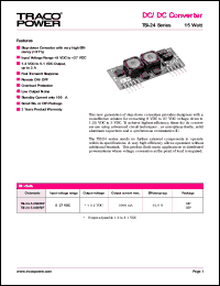 TSI-24-5.0S3ROP datasheet: 15 Watt, input voltage range:8-27V, output voltage 3.3V (3A) DC/DC converter TSI-24-5.0S3ROP