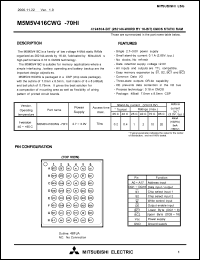 M5M5V416CWG-70HI datasheet: 4194304-bit (262144-word by 16-bit) CMOS static RAM M5M5V416CWG-70HI