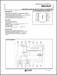 M62362P datasheet: 1280 resolution 3ch multyplying A-D converter M62362P