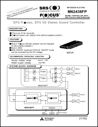 M62436FP datasheet: Sound controller with tone controller with SRS focus & SRS surround M62436FP