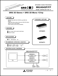 M62494SP datasheet: Digital sound controller for TV M62494SP