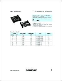 24IMS25-15-9 datasheet: 25 Watt, input voltage range:14-36V output voltage 15V (1.6A) DC/DC converter 24IMS25-15-9