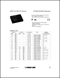 110IMY15-05-8R datasheet: 15 Watt, input voltage range:50-150V output voltage 5.1V (2300mA) DC/DC converter 110IMY15-05-8R