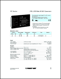 LPC1901-7D datasheet: 190 Watt, input voltage range:85-255V, output voltage 72V (2.7A), AC/DC converter LPC1901-7D