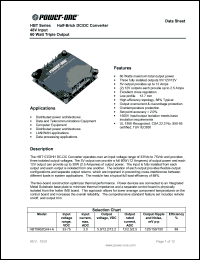 HBT060ZGHH-A datasheet: 60 Watt, input voltage range:33-75V, output voltage 5/12.2/12.2V,(12/2.5/2.5A)  half-brick DC/DC converter HBT060ZGHH-A