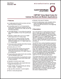 CSP1027 datasheet: Voice band codec for cellular handset and modem applications CSP1027