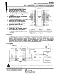TPS56302PWPR datasheet:  DUAL-OUTPUT LOW-INPUT-VOLTAGE DSP POWER SUPPLY CONTROLLER TPS56302PWPR