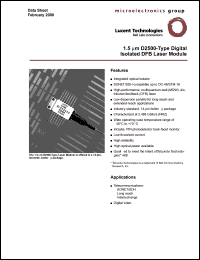 D2502G datasheet: 1.5 microm digital isolated DFB laser module. Connector FC-PC D2502G