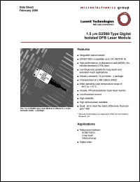 D2511D datasheet: 1.5 microm digital isolated DFB laser module. Connector SC D2511D